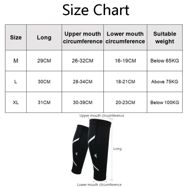 1 Pair Sports Breathable Compression Calf Sleeves Riding Running Protective Gear, Spec: L (Black)