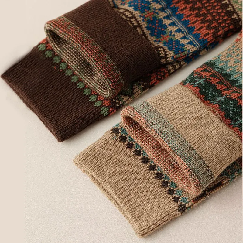 18cm Soft Cotton Slouch Socks Vintage Floral Socks For Fall/Winter in 6 Colours