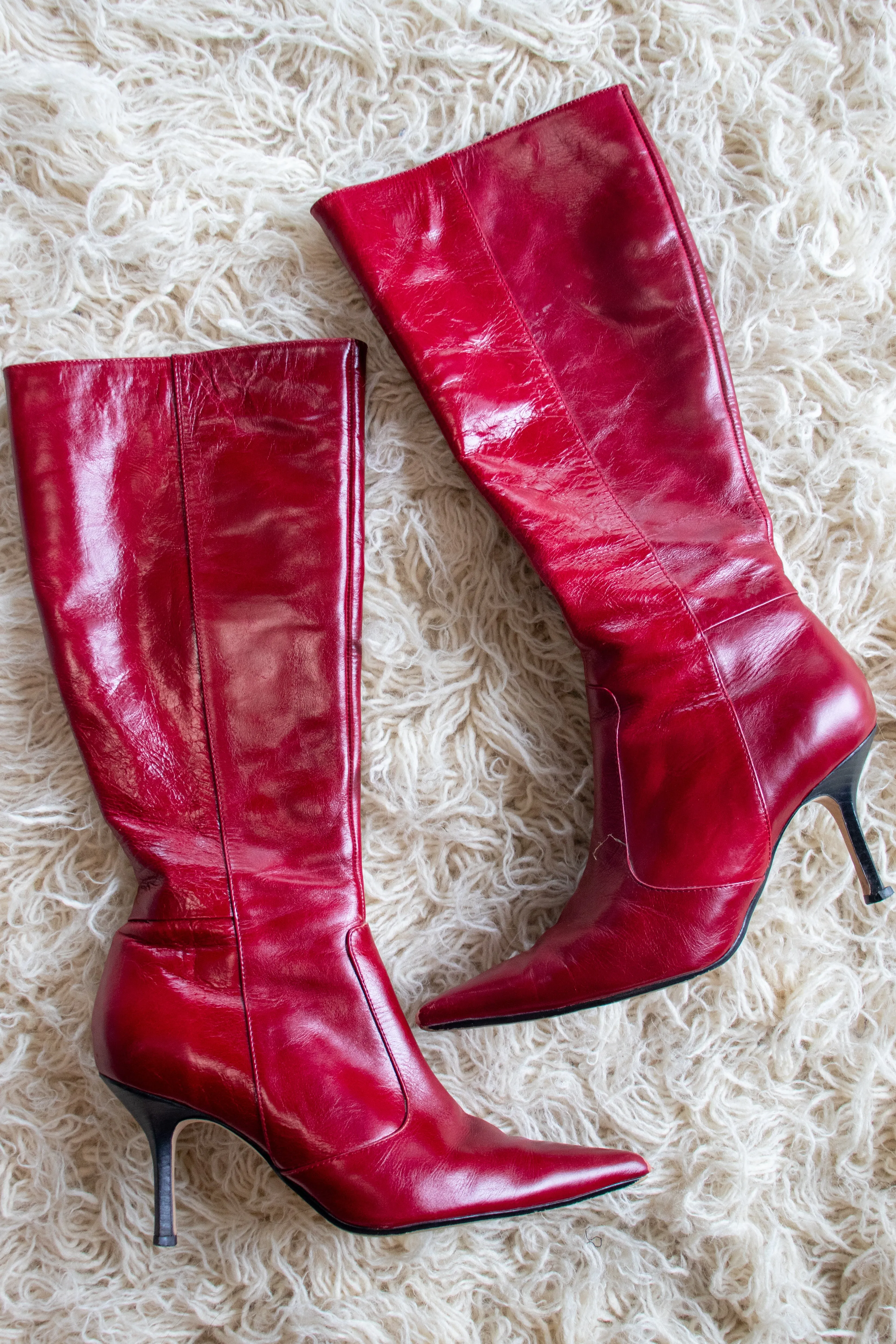 2000s Red Patent Leather Boots