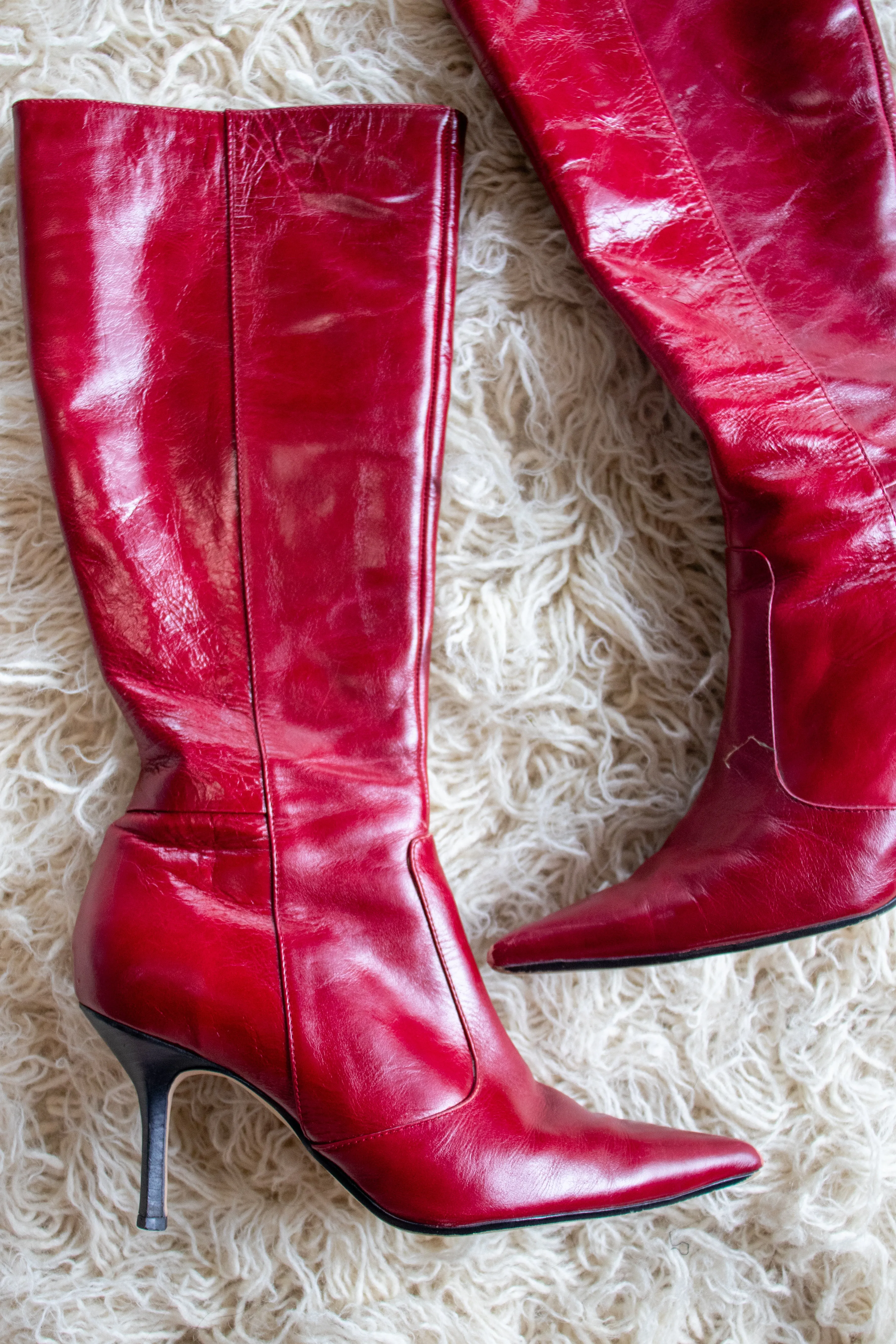 2000s Red Patent Leather Boots