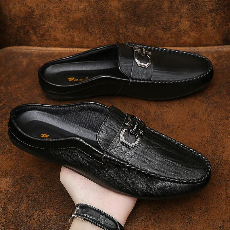 24 new bean shoes men's shoes breathable half-drag lazy shoes in spring Korean casual shoes with a pedal tide brand shoes