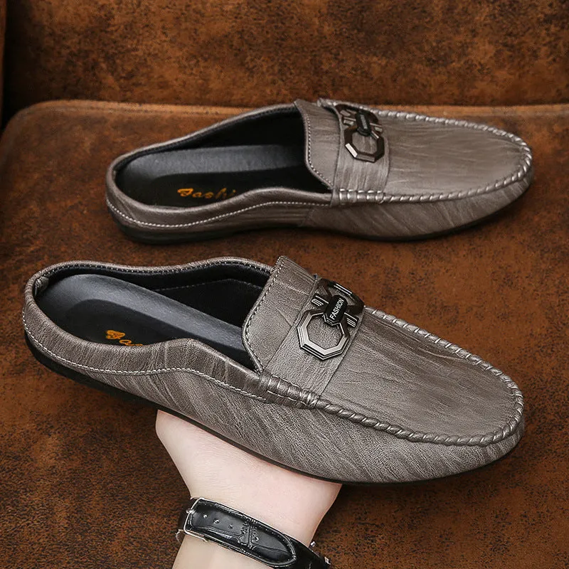 24 new bean shoes men's shoes breathable half-drag lazy shoes in spring Korean casual shoes with a pedal tide brand shoes