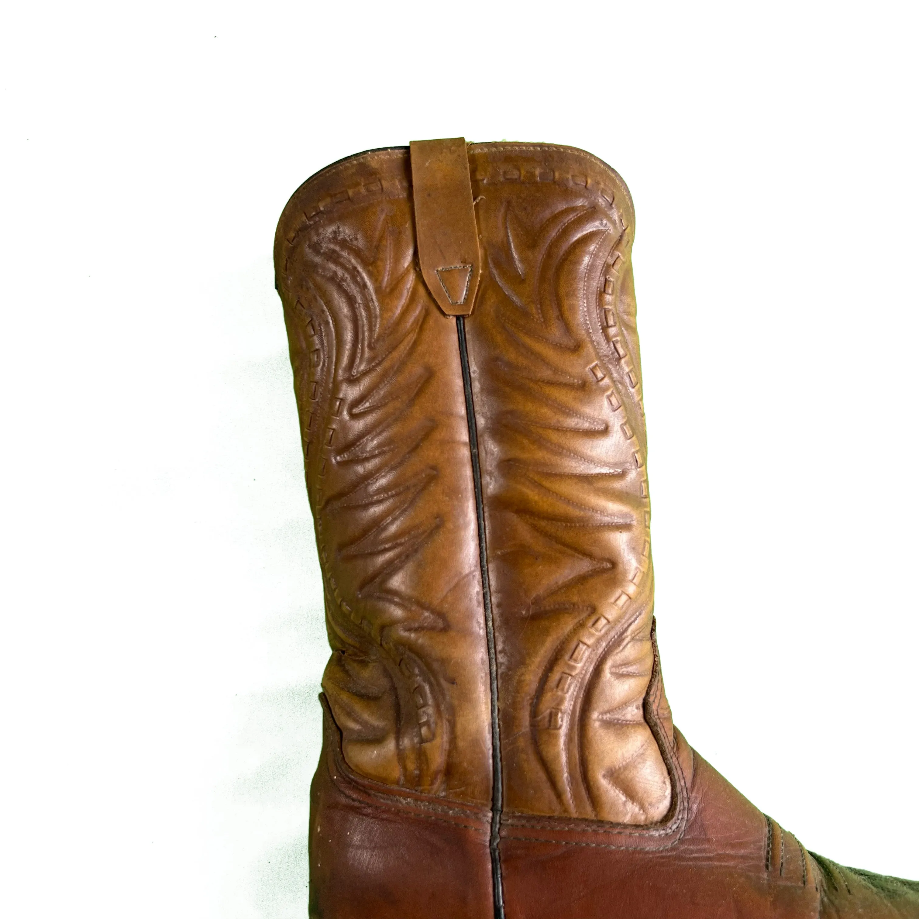 70s Two Tone Tan Cowboy Boots- 6.5 M's, 8 W's