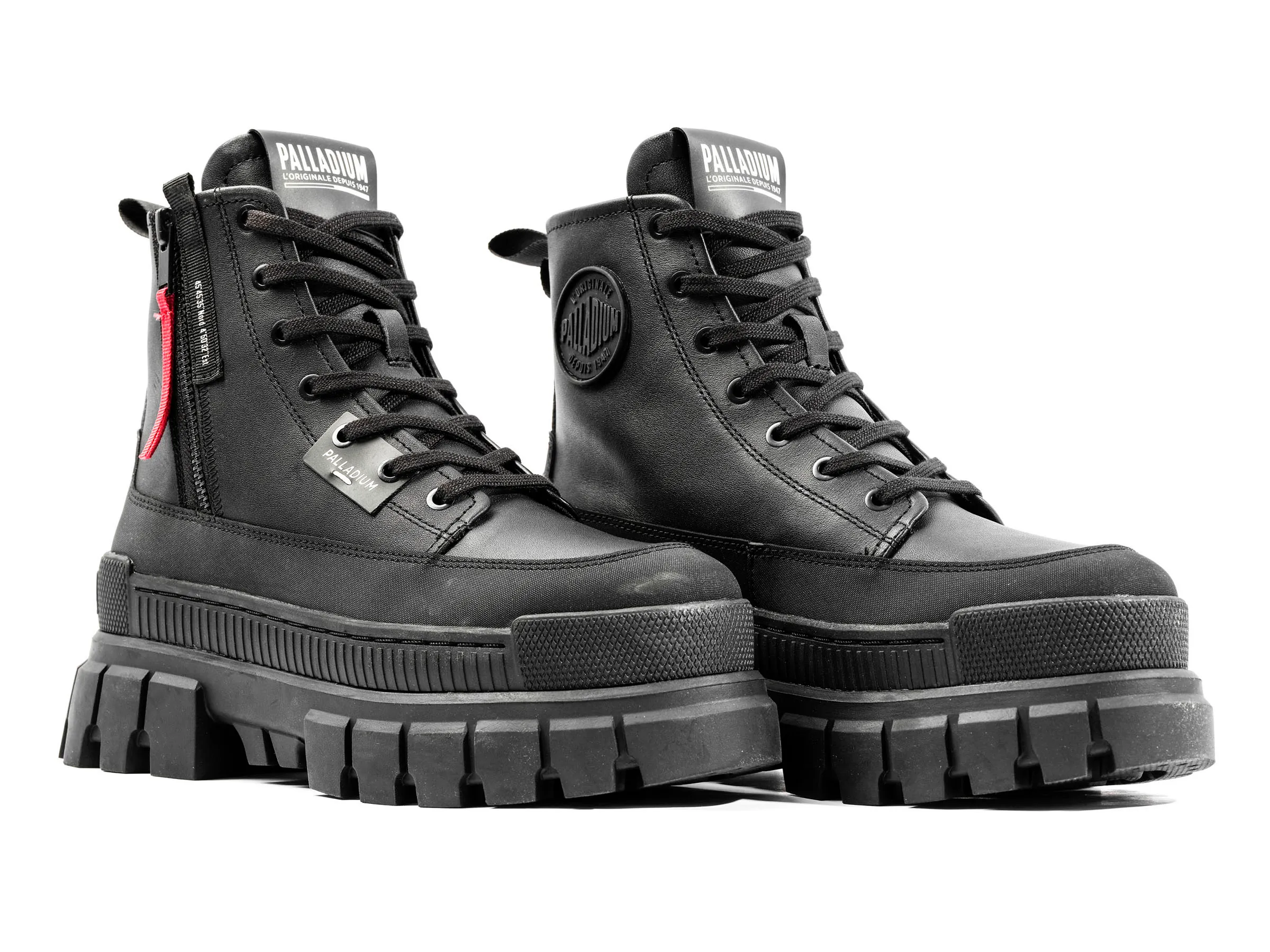 98859-001-M | REVOLT BOOT ZIP LEATHER | BLACK/BLACK