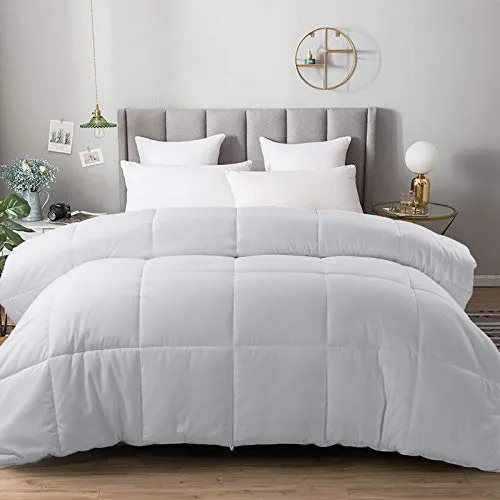 Abakan All Season Full Soft Comforter Down Alternative Quilted Hotel Collection Winter Warm Fluffy-Light white-82x86 Inches