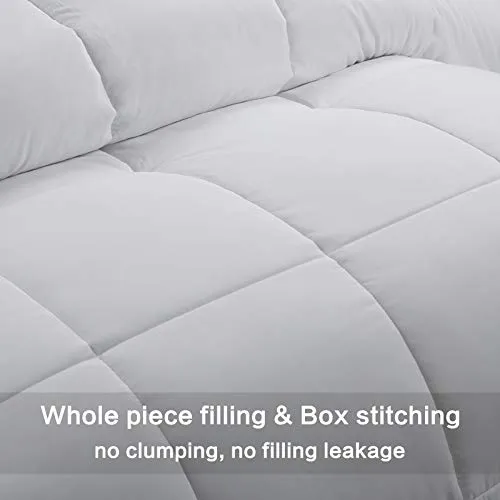 Abakan All Season Full Soft Comforter Down Alternative Quilted Hotel Collection Winter Warm Fluffy-Light white-82x86 Inches