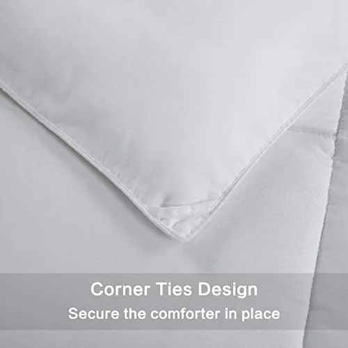 Abakan All Season Full Soft Comforter Down Alternative Quilted Hotel Collection Winter Warm Fluffy-Light white-82x86 Inches