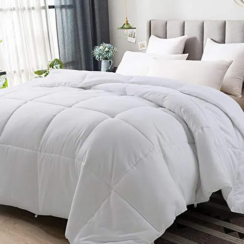 Abakan All Season Full Soft Comforter Down Alternative Quilted Hotel Collection Winter Warm Fluffy-Light white-82x86 Inches