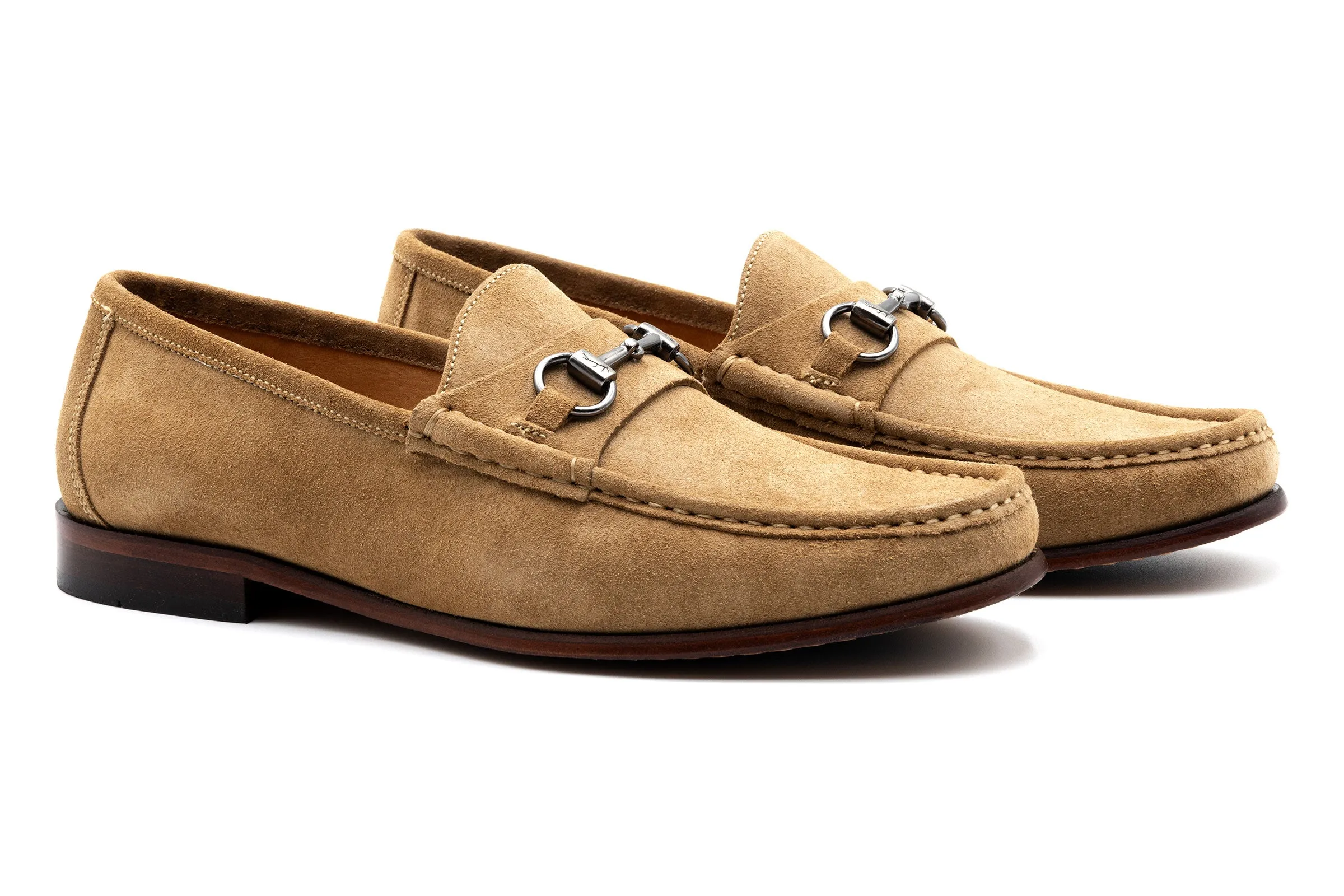 Addison Suede Horse Bit Loafers - Khaki