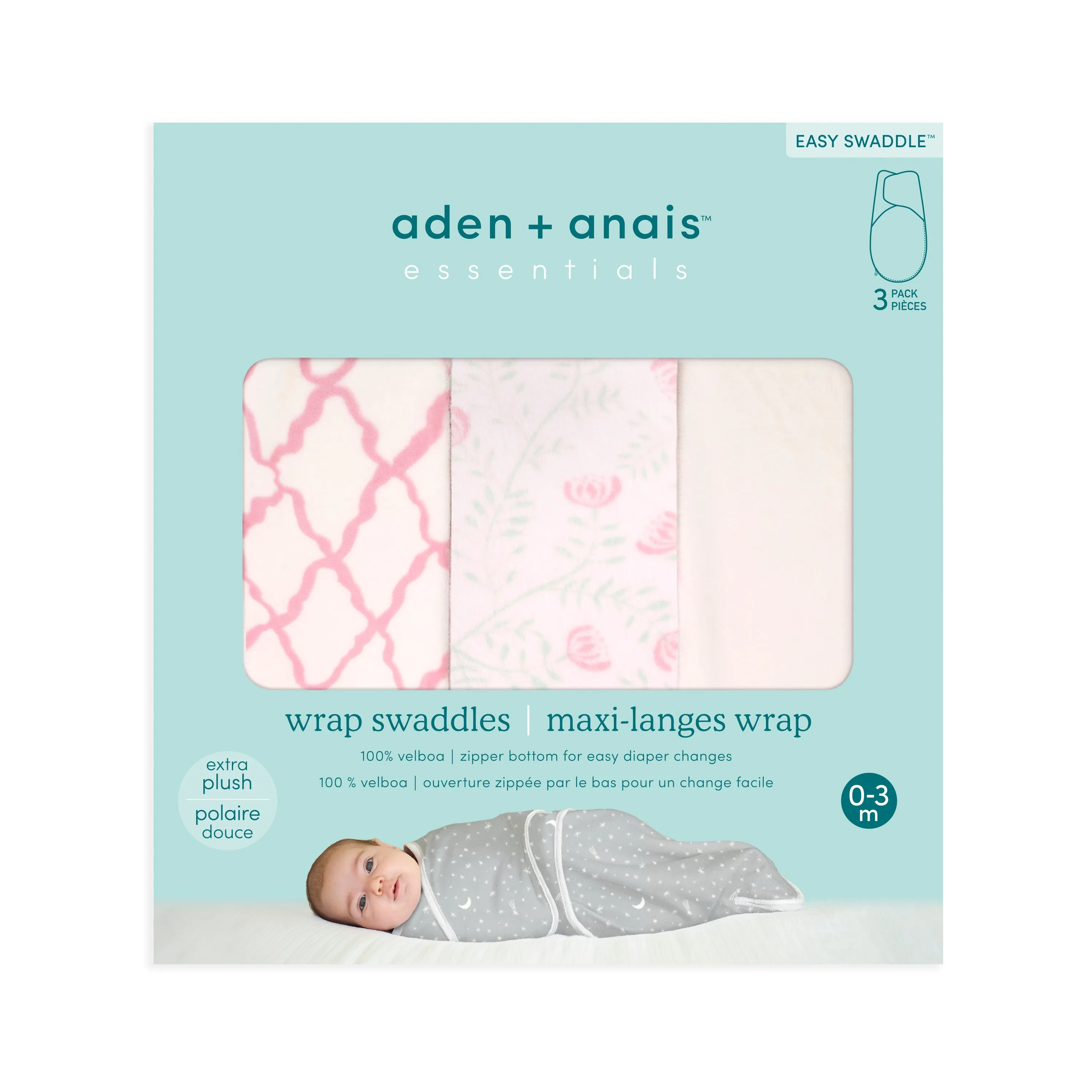 aden   anais Essential Cotton Wrap Swaddles 3 pack Arts and Crafts Pink