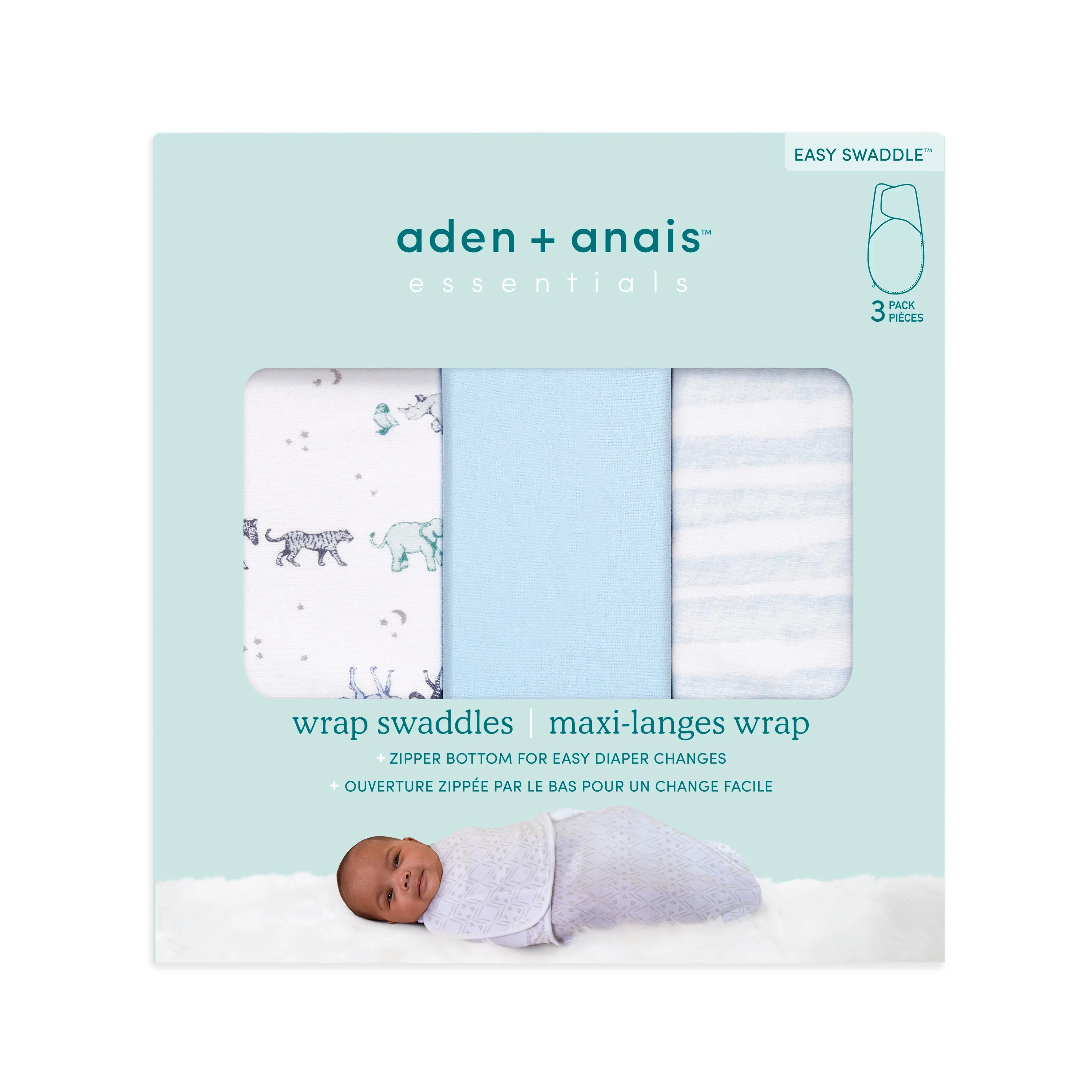 aden   anais Essential Cotton Wrap Swaddles 3 pack Rising Star Blue