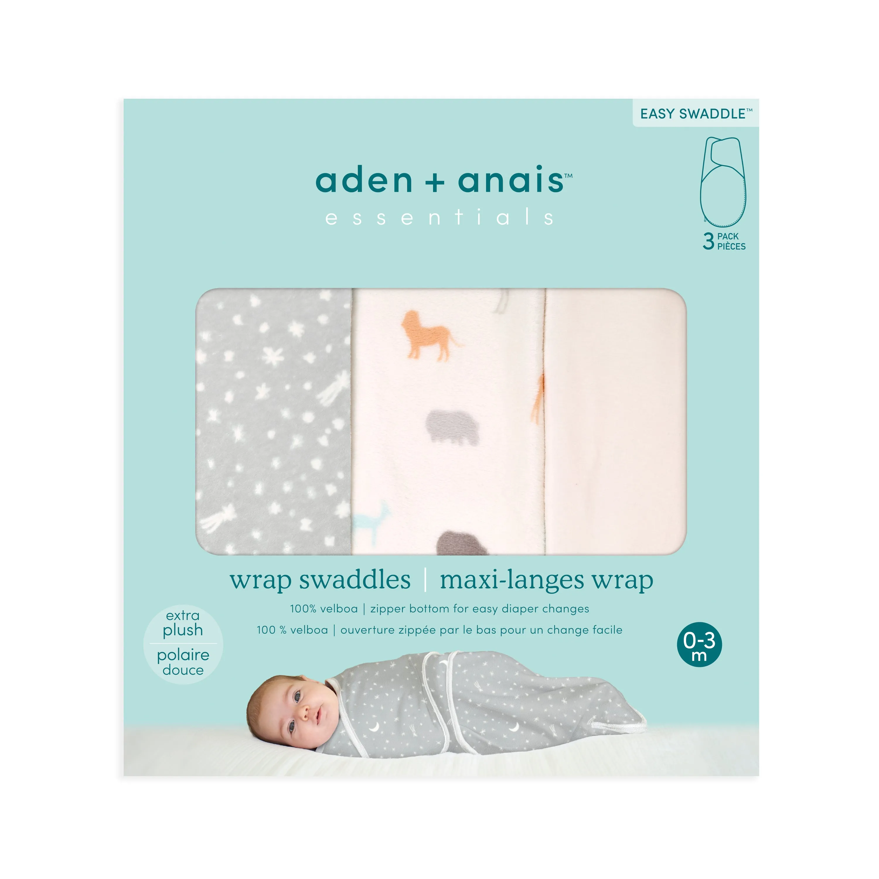 aden   anais Essential Cotton Wrap Swaddles 3 pack Wild Prairie Grey