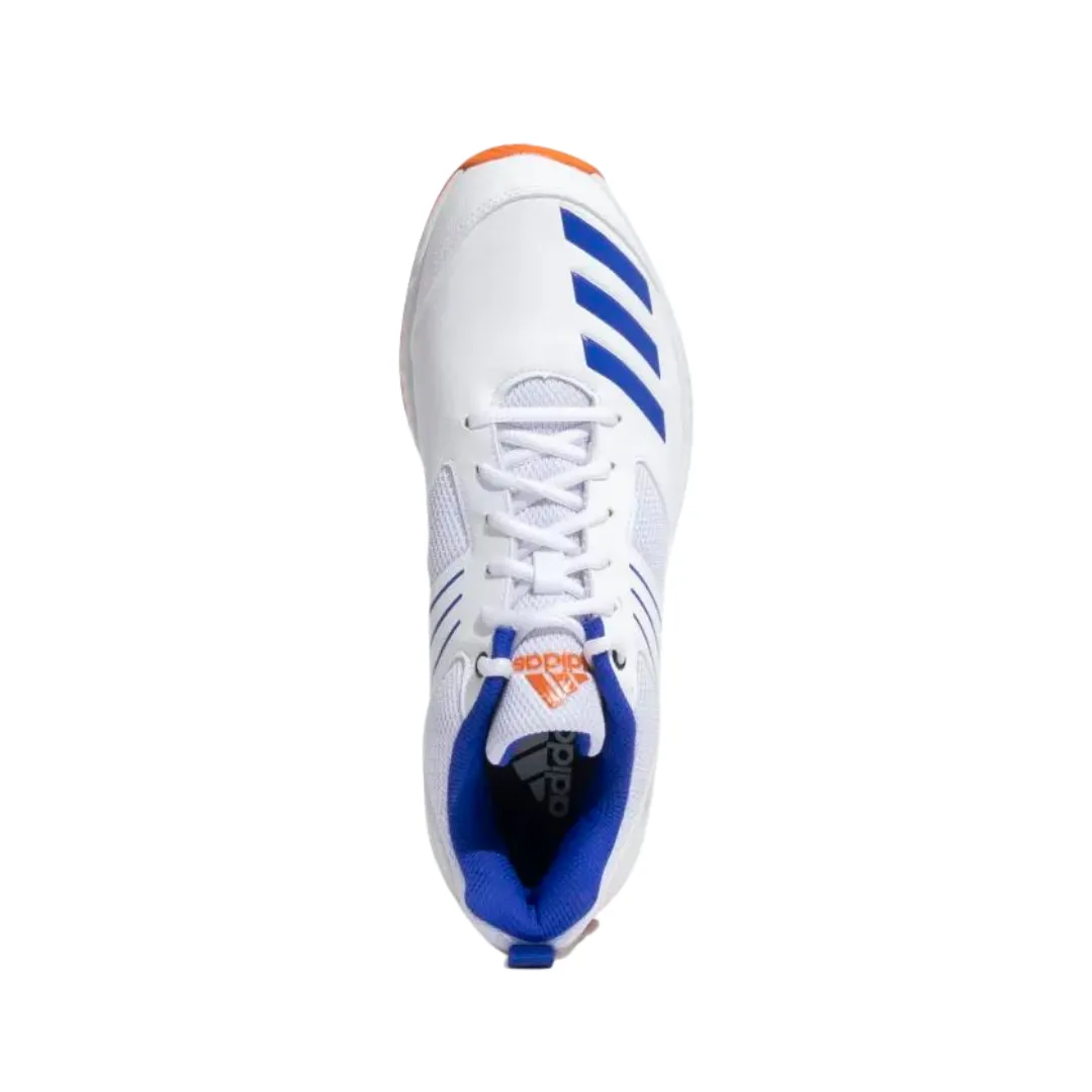 Adidas Crihase 23 Men's Cricket Shoes - Cloud White/Lucid Blue/Semi Impact Orange