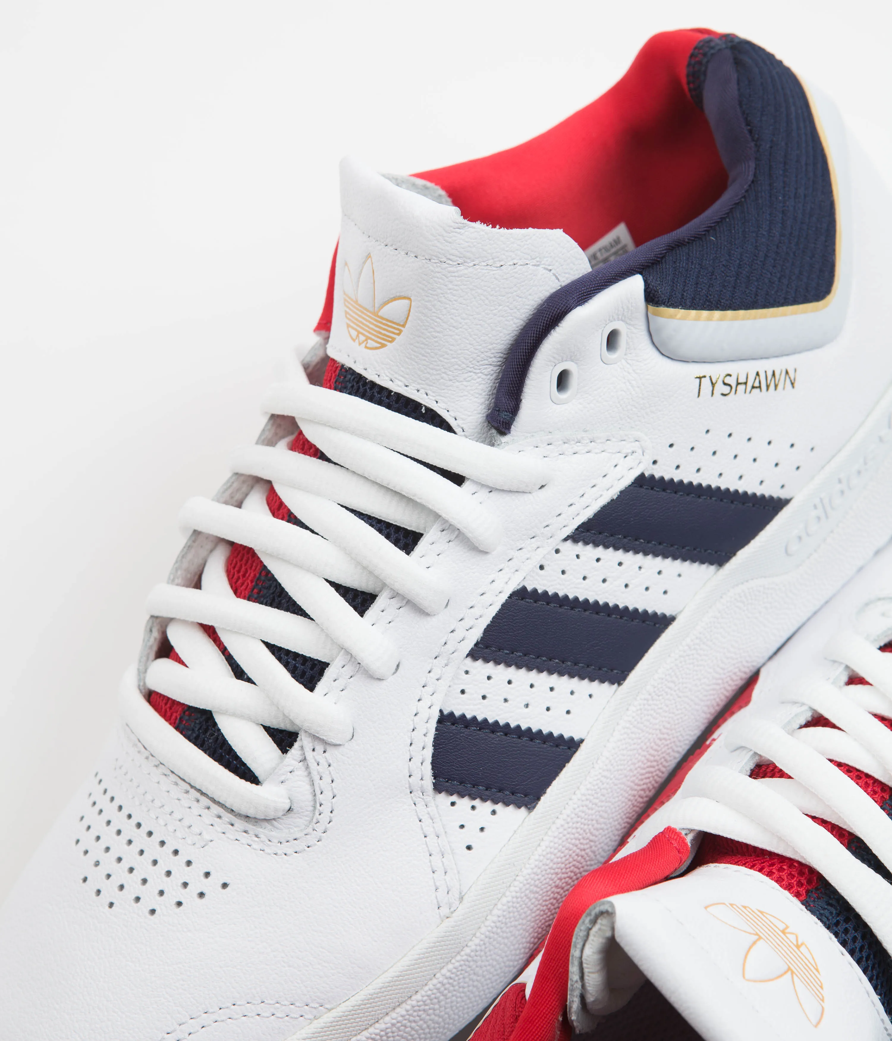 Adidas Tyshawn Shoes - FTWR White / Collegiate Navy / Gold Metallic