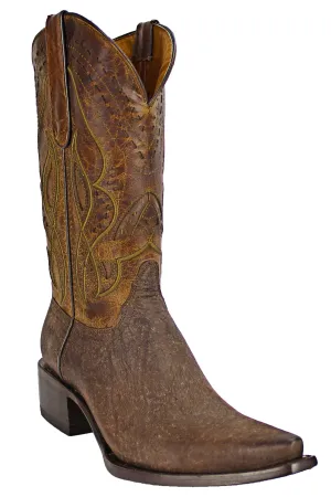 Admirable® Elephant Print Leather Snip-Toe Boots (Rustic Brown)