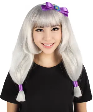 Adult Women's White Long Anime Cosplay Wig | Perfect for Halloween | Flame-retardant Synthetic Fiber