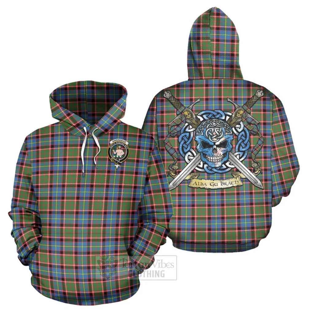 Aikenhead Tartan Hoodie with Family Crest Celtic Skull Style