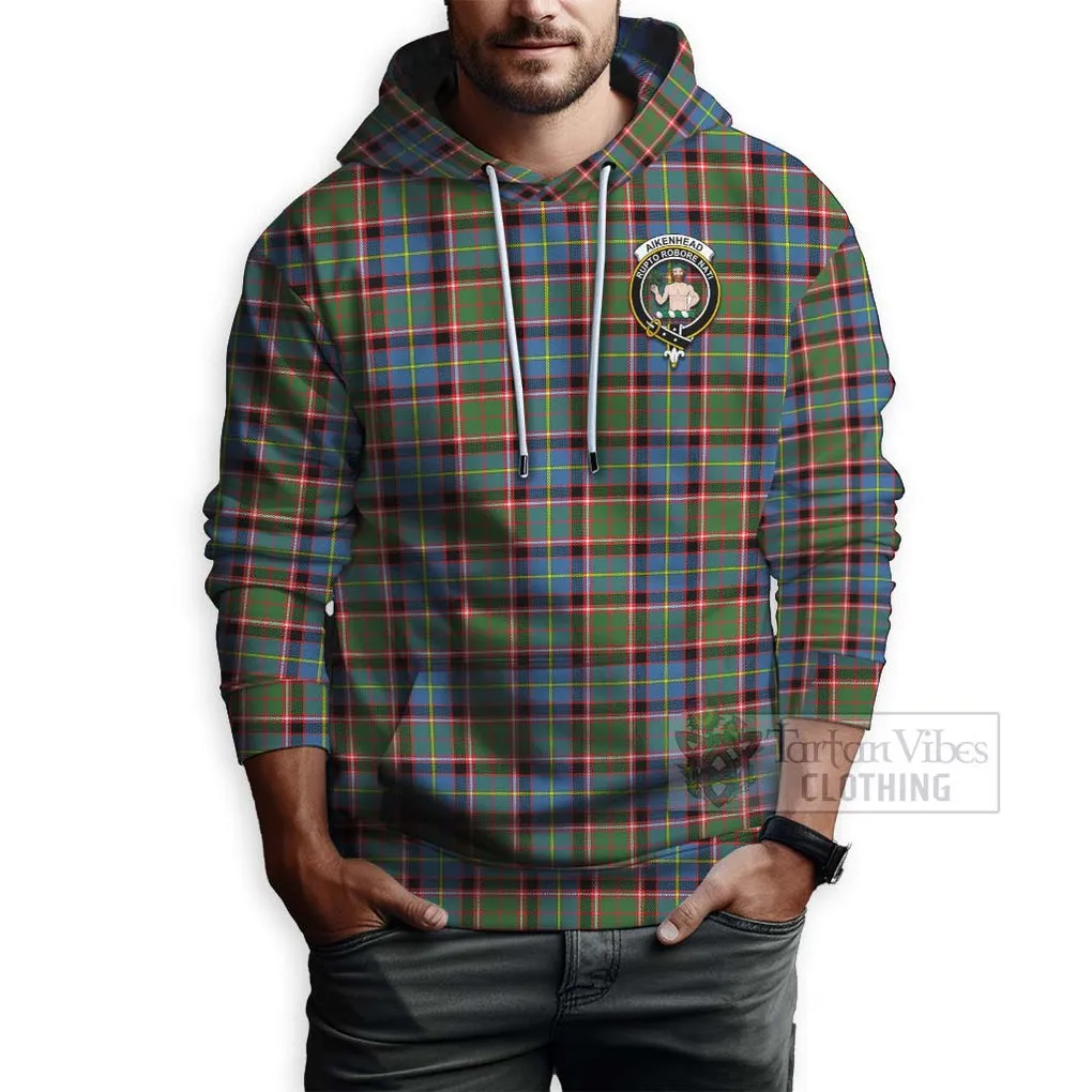 Aikenhead Tartan Hoodie with Family Crest Celtic Skull Style