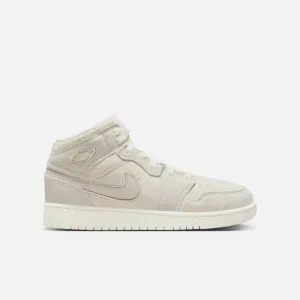 Air Jordan Big Kids' 1 Mid SE Craft Pale Ivory (GS)