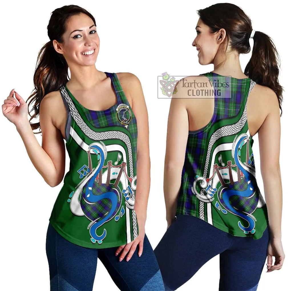 Alexander Tartan Women's Racerback Tanks with Epic Bagpipe Style