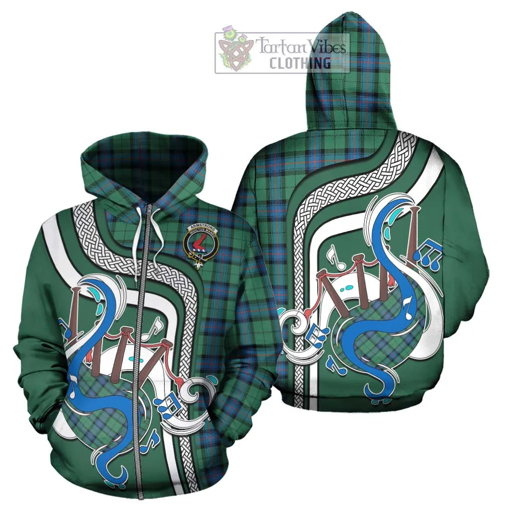 Armstrong Ancient Tartan Hoodie with Epic Bagpipe Style