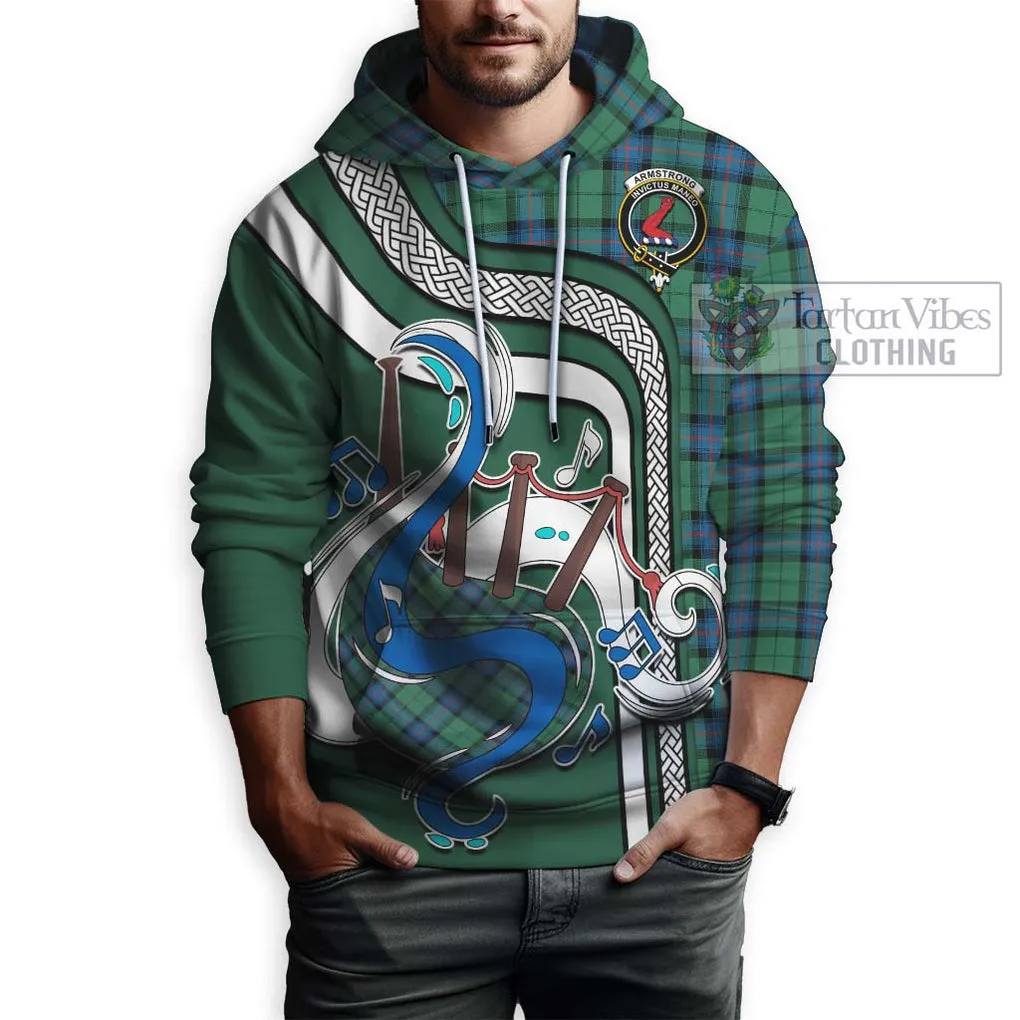 Armstrong Ancient Tartan Hoodie with Epic Bagpipe Style