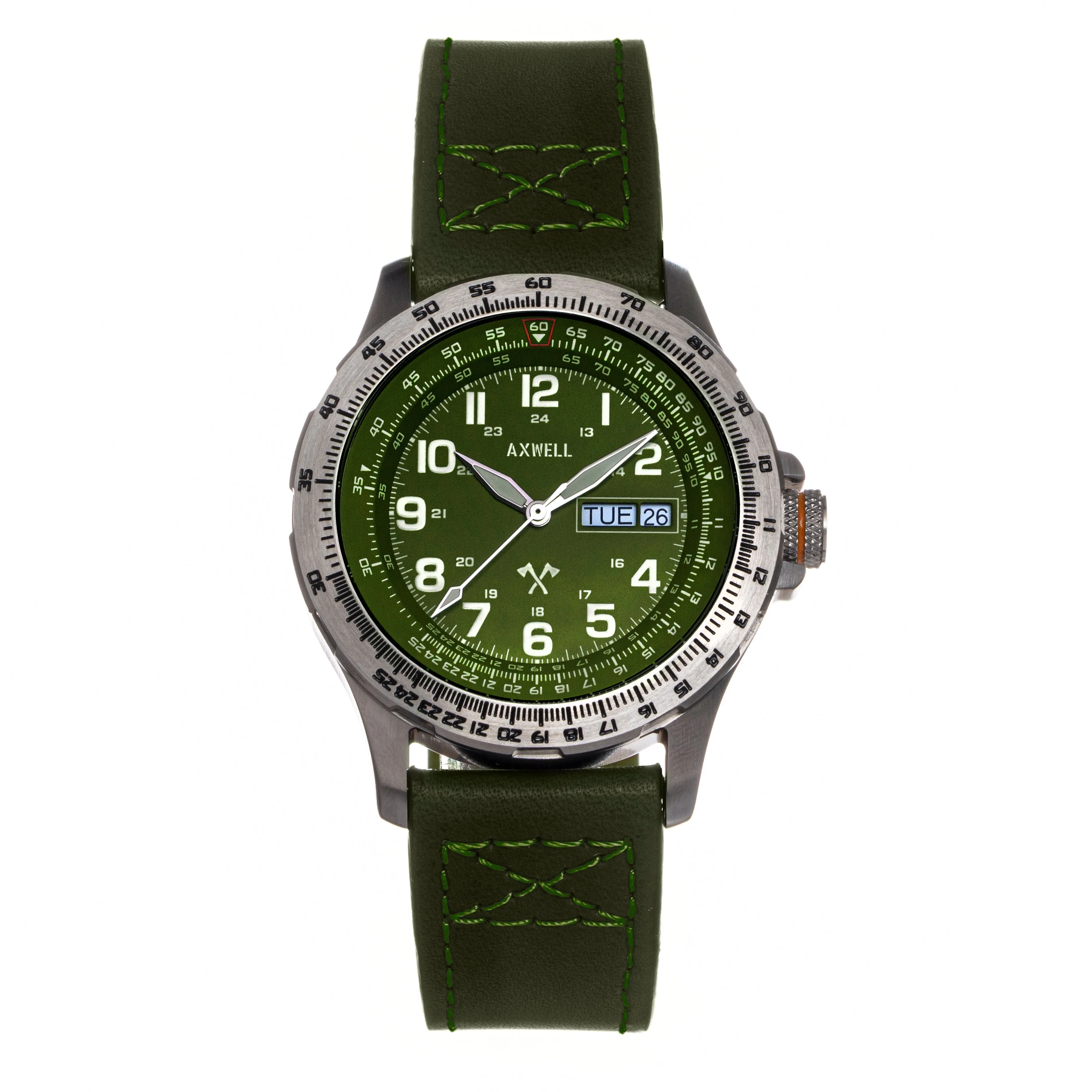 Axwell Blazer Leather Strap Watch - Green