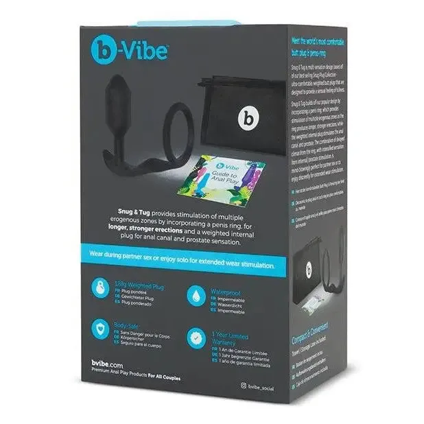 b-Vibe Snug & Tug Vibrating and Weighted Silicone Plug & Cock Ring