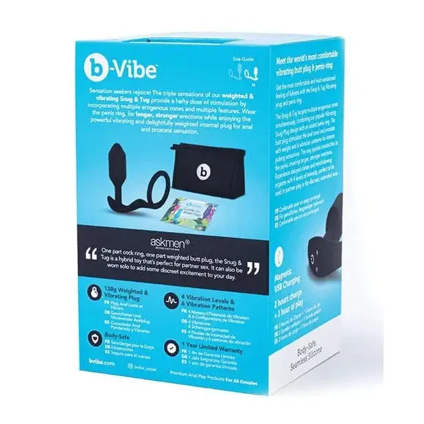 b-Vibe Snug & Tug Vibrating and Weighted Silicone Plug & Cock Ring