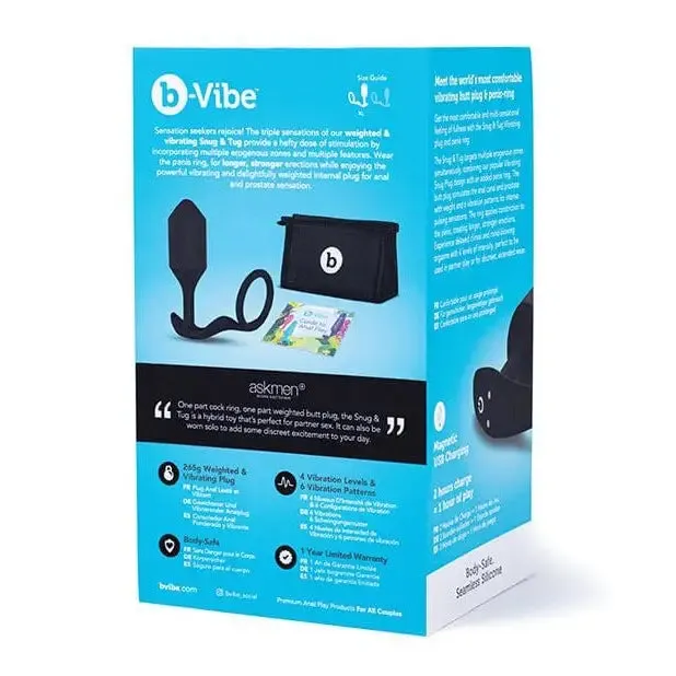 b-Vibe Snug & Tug Vibrating and Weighted Silicone Plug & Cock Ring