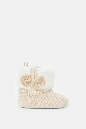 Babies Cream Floral Booties