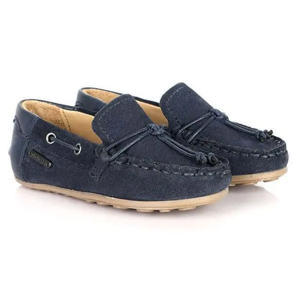 BABY BOYS LEATHER MOCCASINS - NAVY BLUE