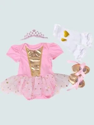 Baby Little Princess Onesie with Tiara Headband, Socks and Matching Shoes Set