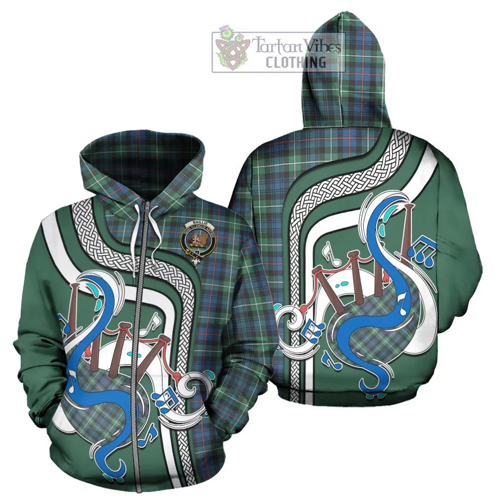 Baillie Ancient Tartan Hoodie with Epic Bagpipe Style