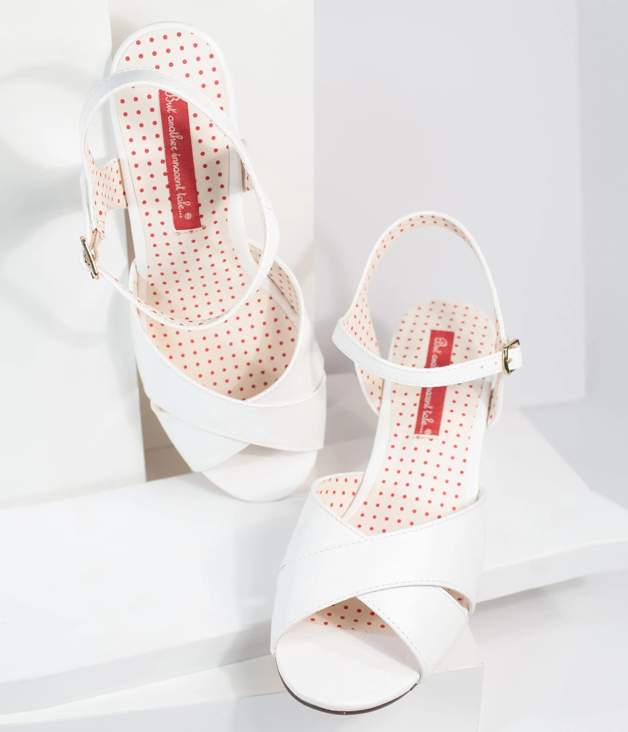 B.A.I.T. White Textured Leatherette Peep Toe Dima Wedges