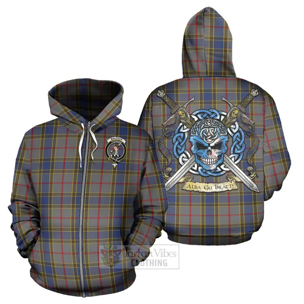 Balfour Tartan Hoodie with Family Crest Celtic Skull Style