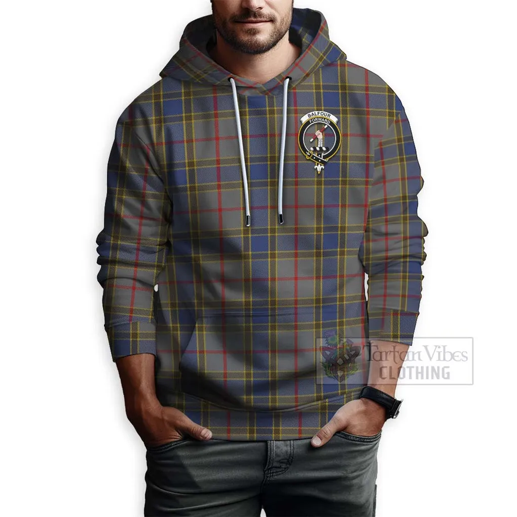 Balfour Tartan Hoodie with Family Crest Celtic Skull Style