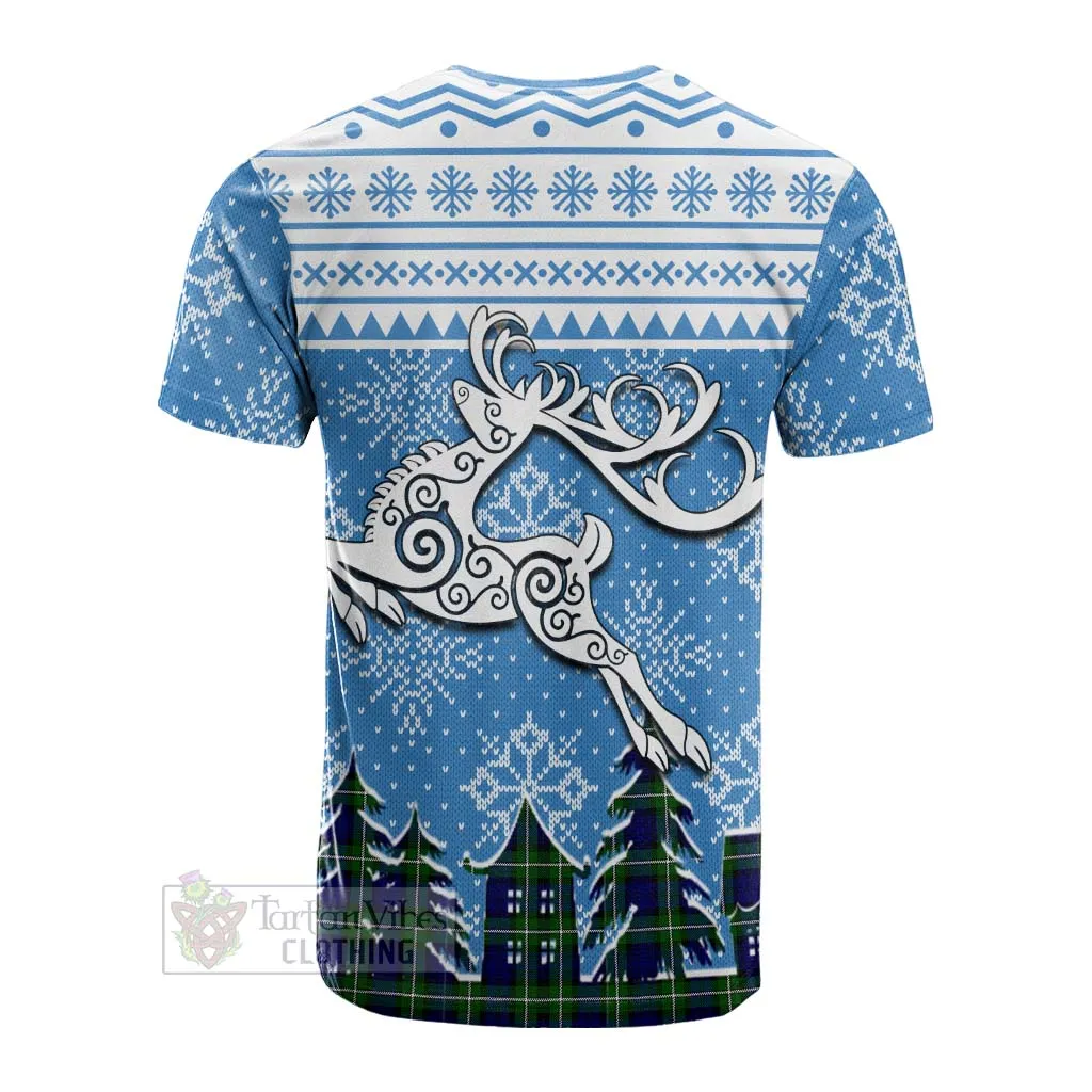 Bannerman Clan Christmas Cotton T-shirt Celtic Reindeer Style