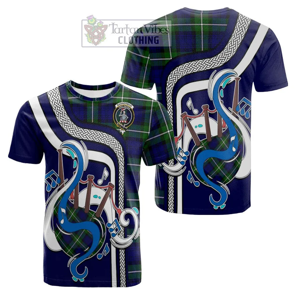 Bannerman Tartan Cotton T-shirt with Epic Bagpipe Style