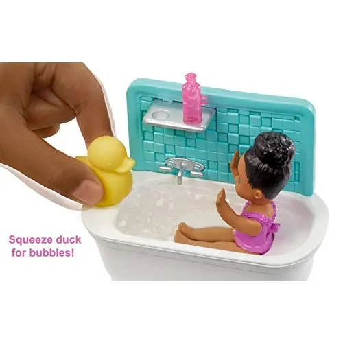 Barbie Skipper Babysitters Inc. Playset with Bathtub, Babysitting Skipper Doll and Small Toddler Doll