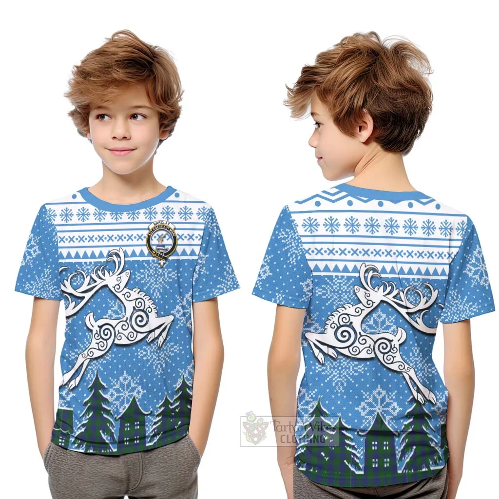 Barclay Clan Christmas Kid T-Shirt Celtic Reindeer Style