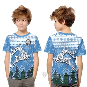 Barclay Clan Christmas Kid T-Shirt Celtic Reindeer Style