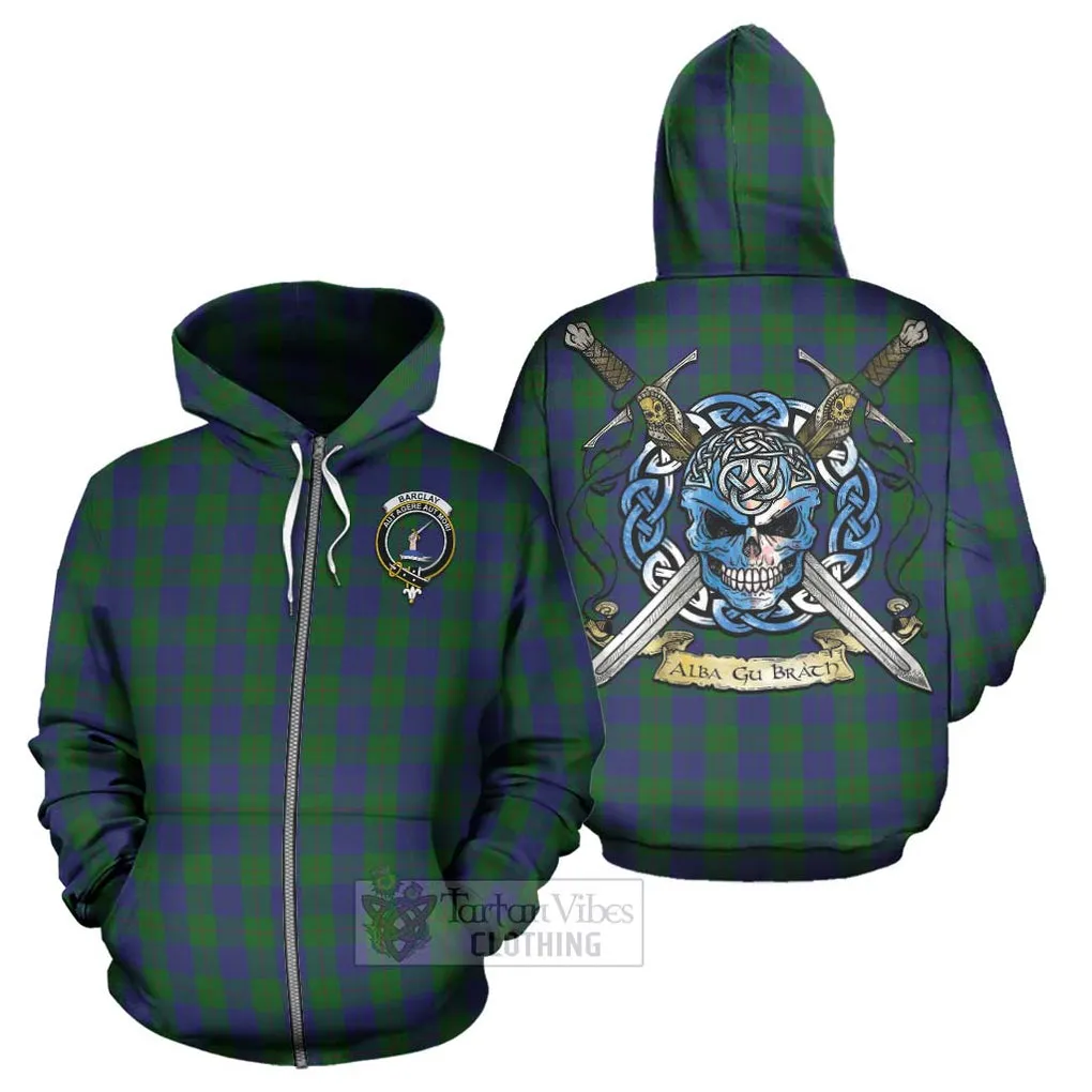 Barclay Tartan Hoodie with Family Crest Celtic Skull Style