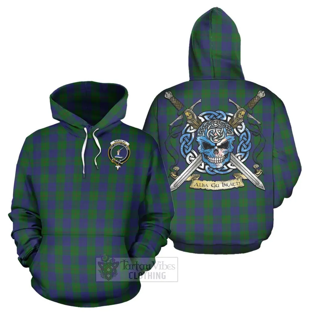 Barclay Tartan Hoodie with Family Crest Celtic Skull Style