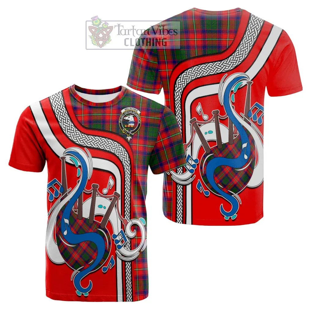 Belsches Tartan Cotton T-shirt with Epic Bagpipe Style