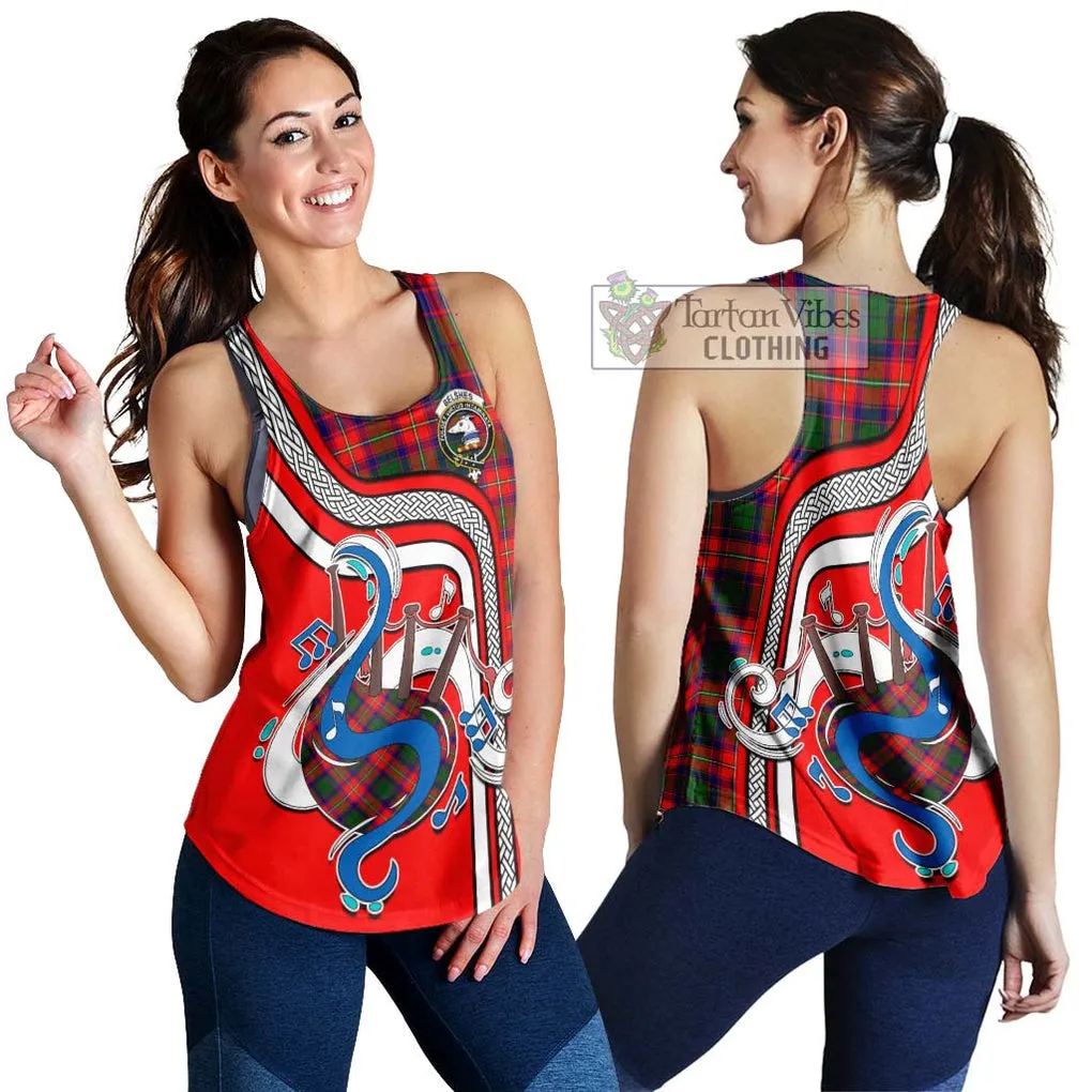 Belshes Tartan Women's Racerback Tanks with Epic Bagpipe Style