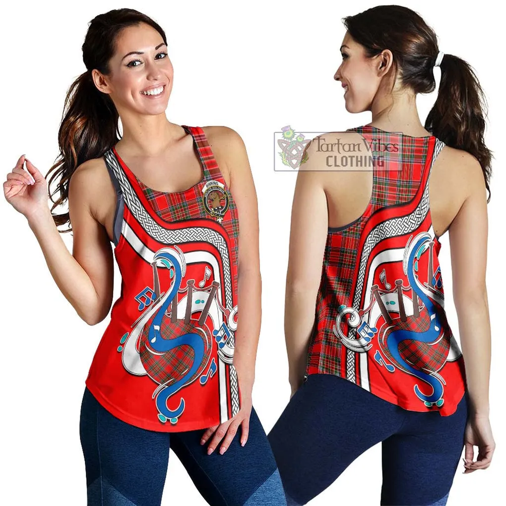 Binning Tartan Women's Racerback Tanks with Epic Bagpipe Style