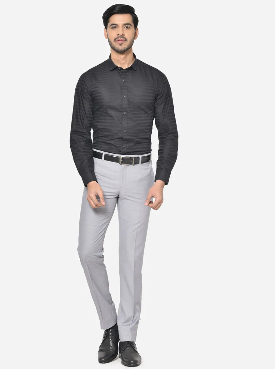 Black Striped Slim Fit Party Wear Shirt | Greenfibre