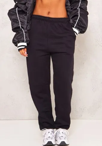 Black Sweat Cuffed High Waist Joggers