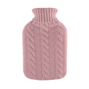 Blush Chunky Cable Knit, 1.7L Hot Water Bottle